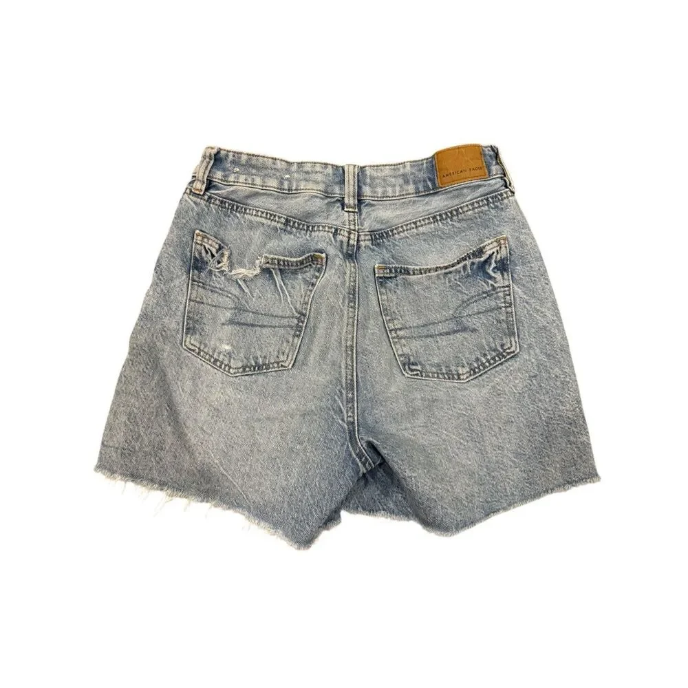 American Eagle Baggy Mom Shorts Denim Destroyed Sz 00